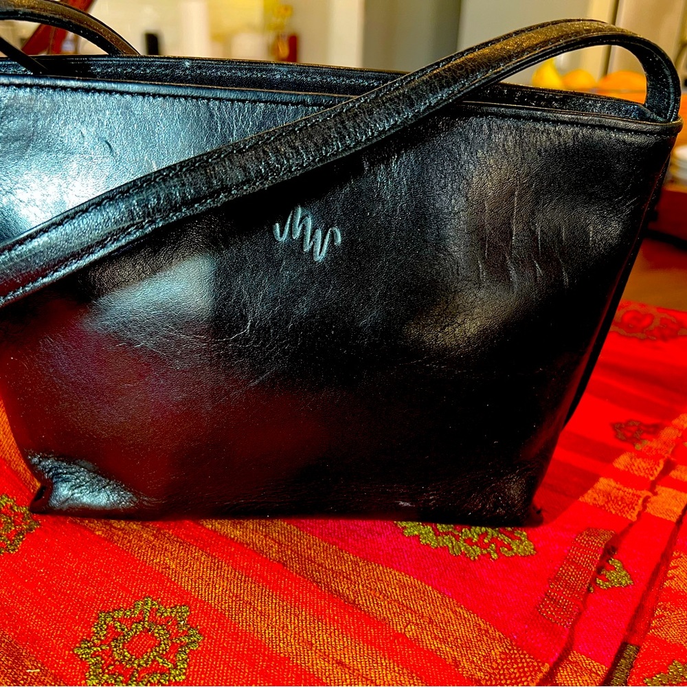 Monsac Original Black Leather Cross Body Purse Handbag
